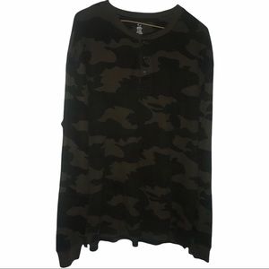 Mens Camo Open Trails Henley Shirt XL